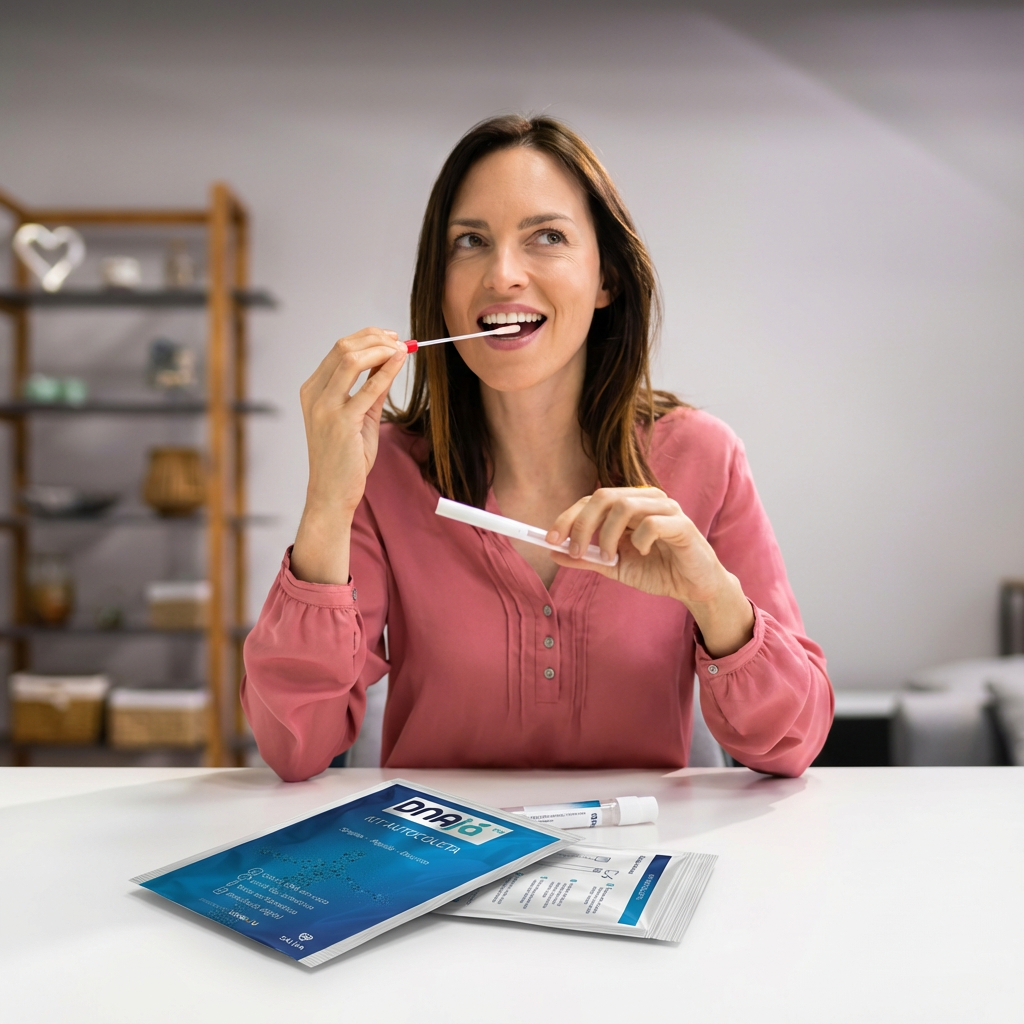 Pessoa segurando Kit de DNA