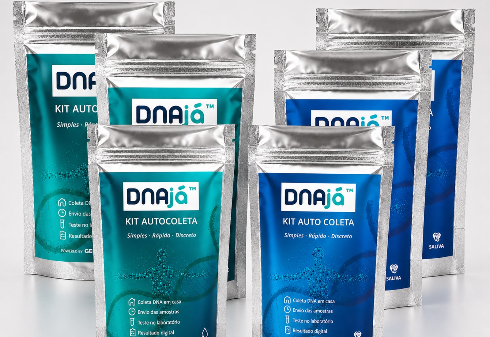 Kits DNAjá® para teste de DNA em casa ou coleta agendada